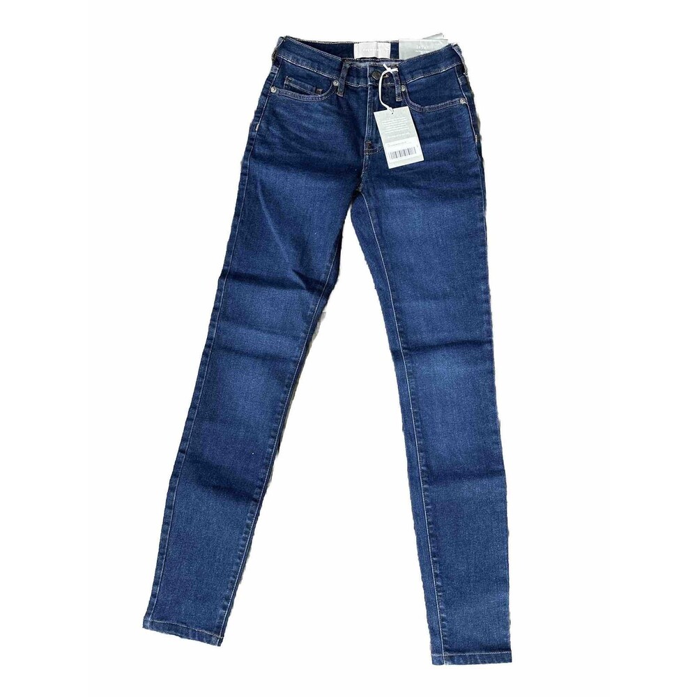 Everlane Mid Rise Skinny Jeans Womens 24 Tall Blue Indigo Dark Wash Denim New